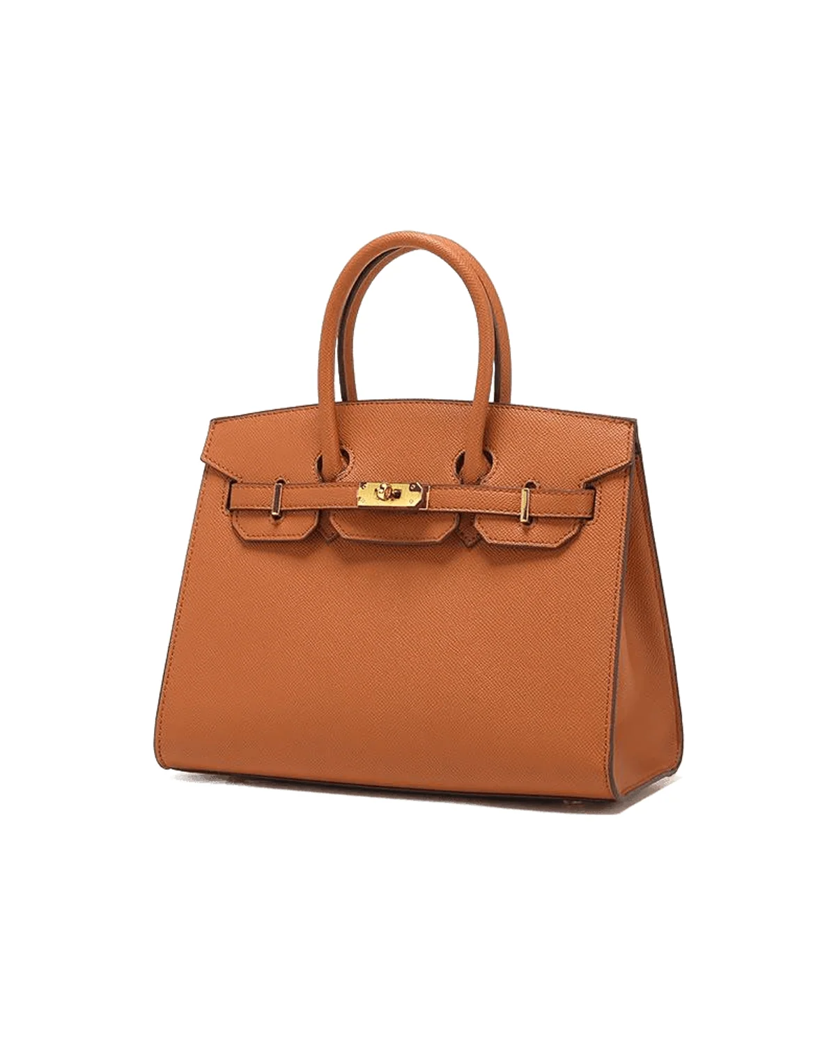 Tan Structured Top-Handle Bag